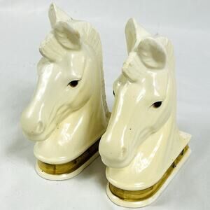 Noreleans Ceramic 1950’s Horse Head Bookends Fill With Sand Vintage